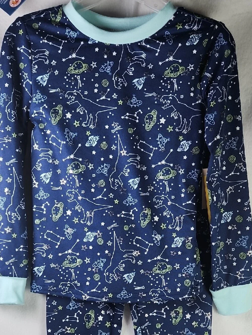 Boys Navy Space 3pc Print Pajama Set with Slippers